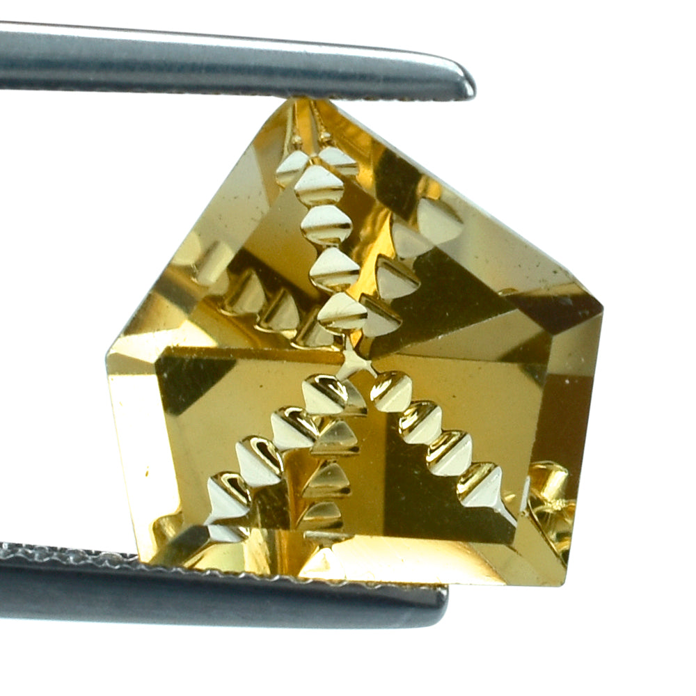 CITRINE (GOLDEN) ZIP CUT PENTAGON (DES#98) (C-3) 12MM 4.55 Cts.