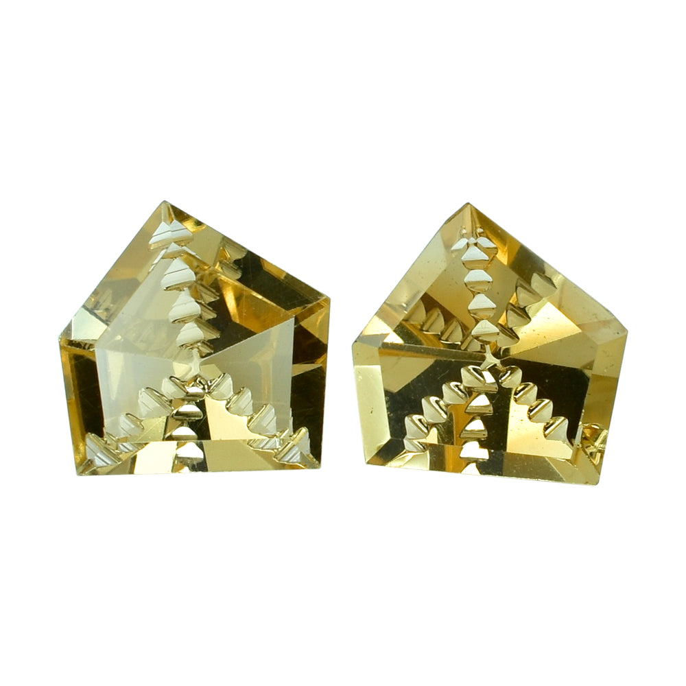 CITRINE (GOLDEN) ZIP CUT PENTAGON (DES#98) (C-3) 12MM 4.55 Cts.