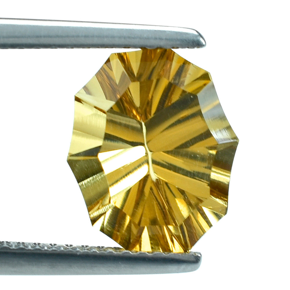 CITRINE (GOLDEN) CONCAVE NINETY CUT OVAL (C-2) 11X9MM 2.92 Cts.