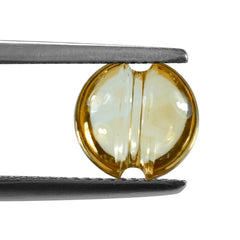 CITRINE (GOLDEN) LENTIL ROUND WITH CARVED BELT (DES#25) (C-2) 9MM 2.07 Cts.