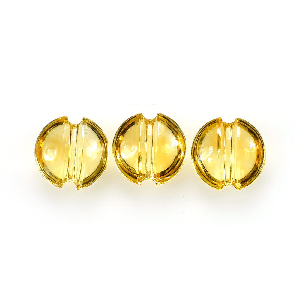 CITRINE (GOLDEN) LENTIL ROUND WITH CARVED BELT (DES#25) (C-2) 9MM 2.07 Cts.