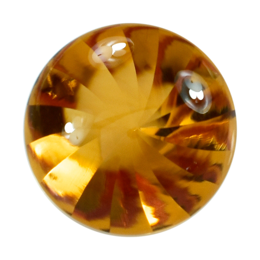 CITRINE (GOLDEN) BUFFTOP ROUND WITH TWISTED CONCAVE (DES#31) (SUPER EXTRA) 15MM 11.20 Cts.