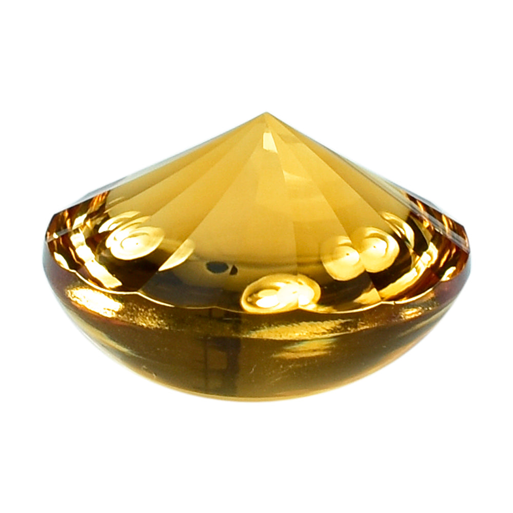 CITRINE (GOLDEN) BUFFTOP ROUND WITH TWISTED CONCAVE (DES#31) (SUPER EXTRA) 15MM 11.20 Cts.