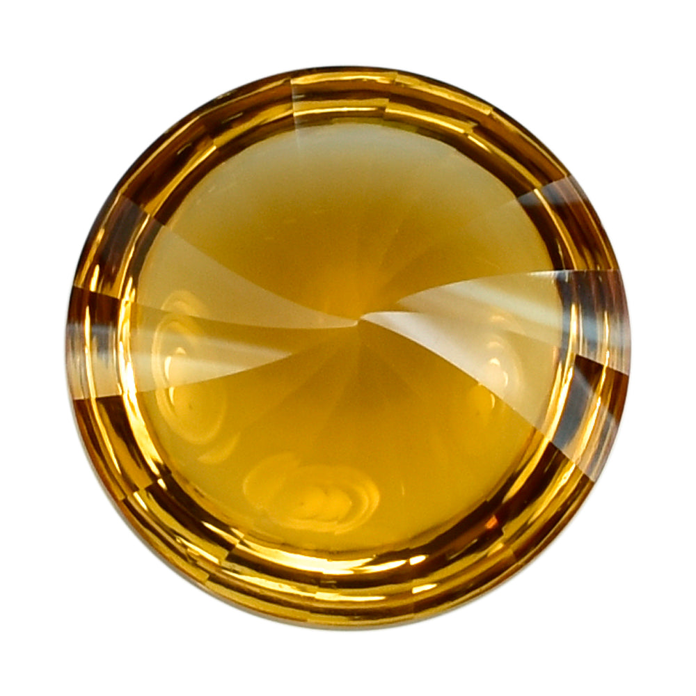 CITRINE (GOLDEN) BUFFTOP ROUND WITH TWISTED CONCAVE (DES#31) (SUPER EXTRA) 15MM 11.20 Cts.