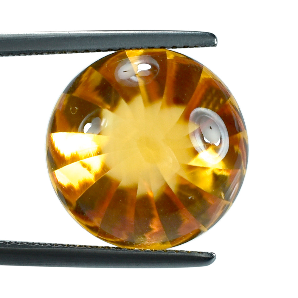 CITRINE (GOLDEN) BUFFTOP ROUND WITH TWISTED CONCAVE (DES#31) (SUPER EXTRA) 15MM 11.20 Cts.