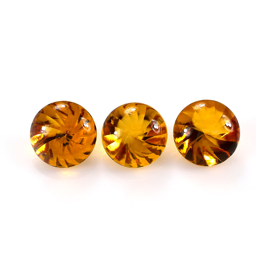 CITRINE (GOLDEN) BUFFTOP ROUND WITH TWISTED CONCAVE (DES#31) (SUPER EXTRA) 15MM 11.20 Cts.