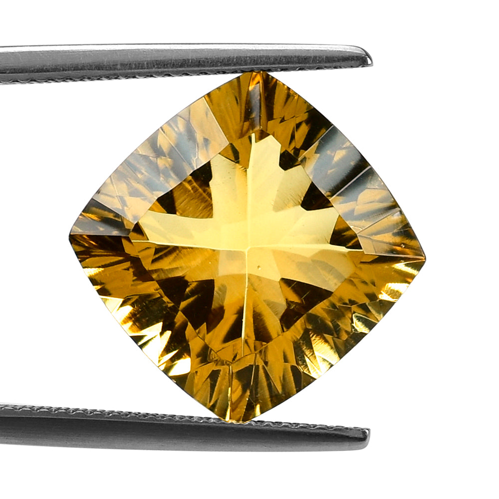 CITRINE (GOLDEN) CONCAVE CUT CUSHION (DES#72) (C-2) 14MM 10.48 Cts.