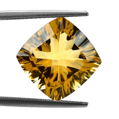 CITRINE (GOLDEN) CONCAVE CUT CUSHION (DES#72) (C-2) 14MM 10.48 Cts.