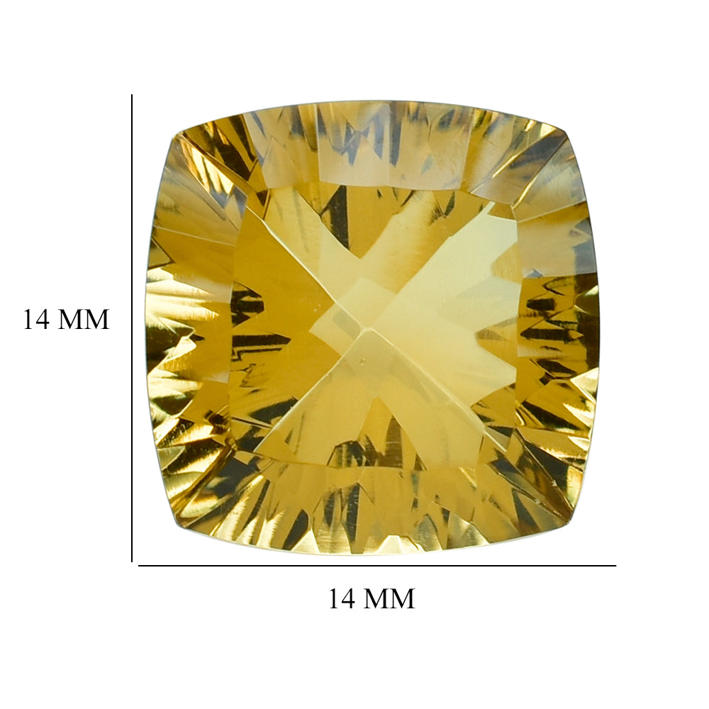 CITRINE (GOLDEN) CONCAVE CUT CUSHION (DES#72) (C-2) 14MM 10.48 Cts.