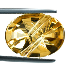 CITRINE (GOLDEN) FLAT BUFFTOP LIGHTENING OVAL (DES#114) (C-2) 20X15MM 12.78 Cts.