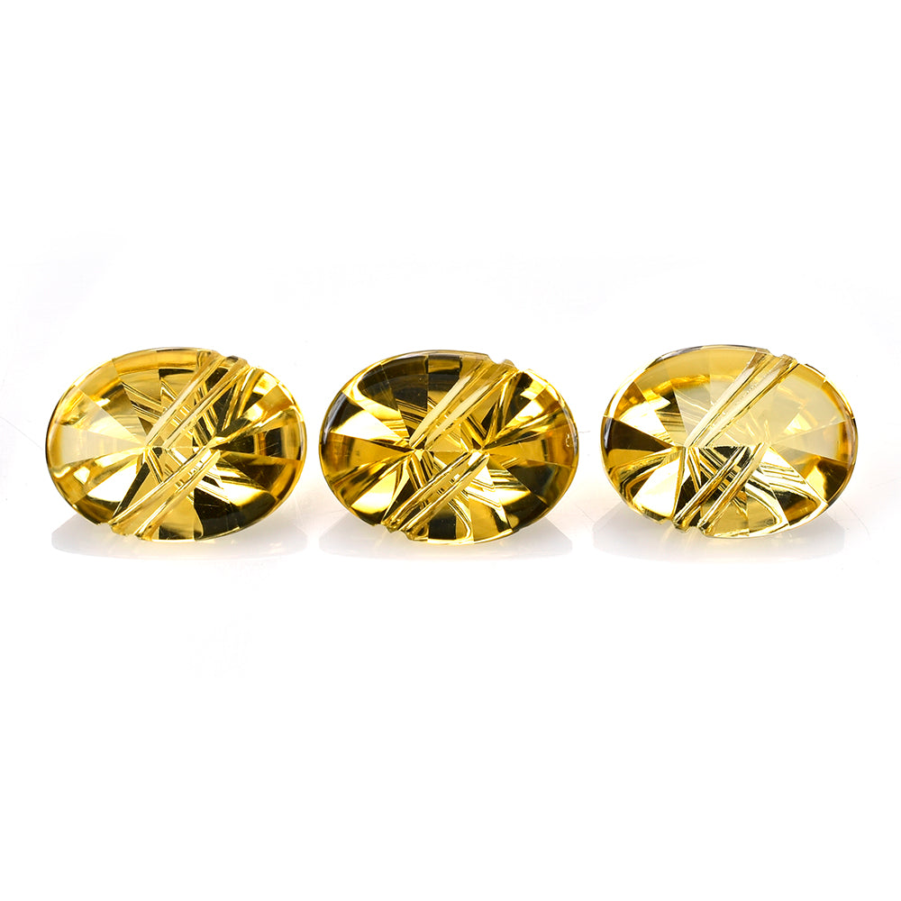 CITRINE (GOLDEN) FLAT BUFFTOP LIGHTENING OVAL (DES#114) (C-2) 20X15MM 12.78 Cts.