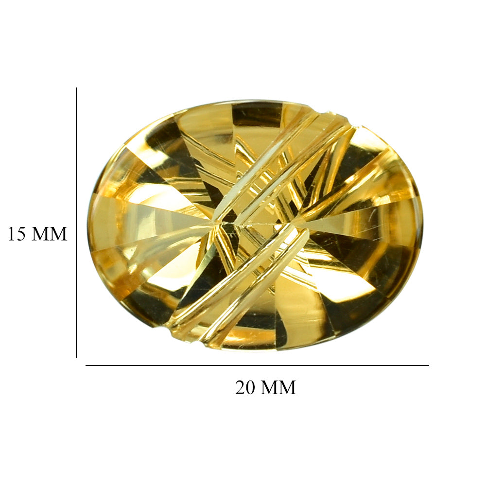CITRINE (GOLDEN) FLAT BUFFTOP LIGHTENING OVAL (DES#114) (C-2) 20X15MM 12.78 Cts.