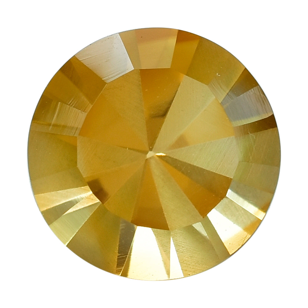 CITRINE (GOLDEN) DIAMOND CUT WITH ONE FACETED POLISH AND ONE SIDE UNPOLISH ROUND (DES#29) 12MM 2.93 Cts.