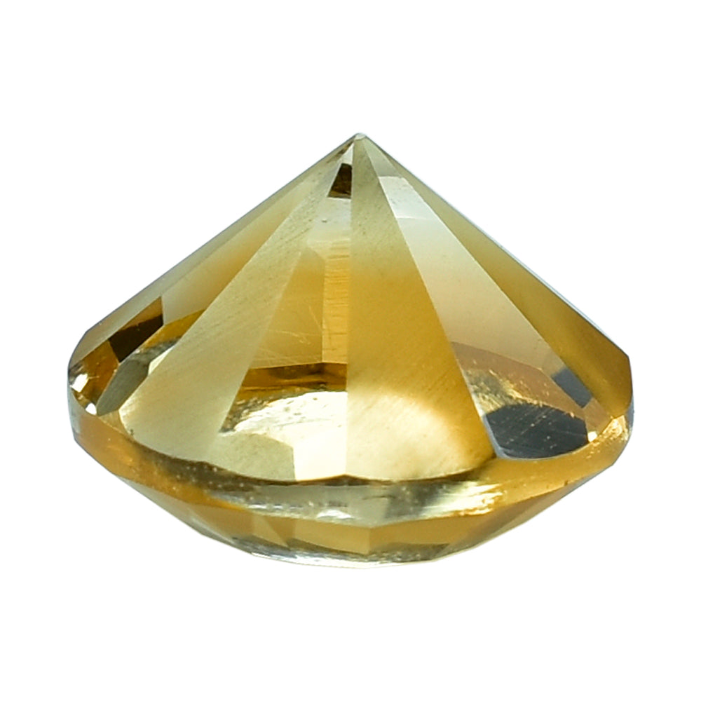 CITRINE (GOLDEN) DIAMOND CUT WITH ONE FACETED POLISH AND ONE SIDE UNPOLISH ROUND (DES#29) 12MM 2.93 Cts.