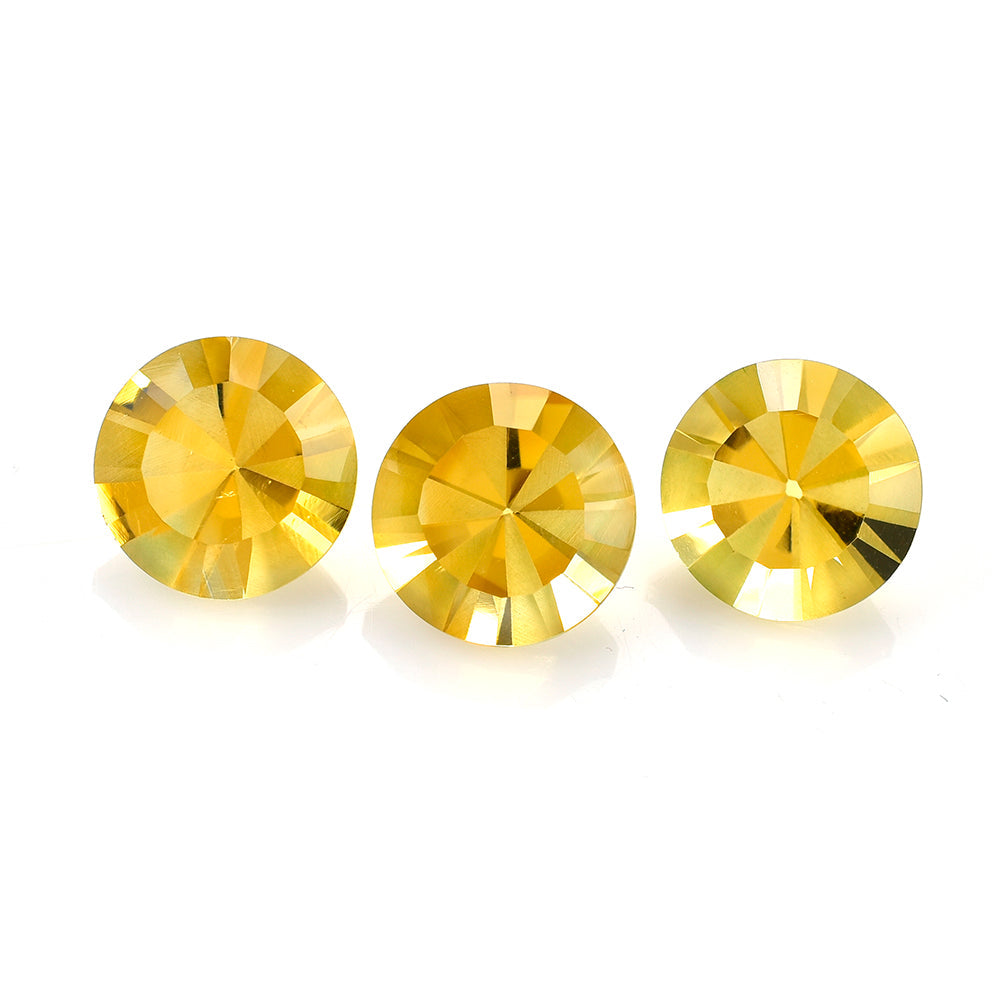 CITRINE (GOLDEN) DIAMOND CUT WITH ONE FACETED POLISH AND ONE SIDE UNPOLISH ROUND (DES#29) 12MM 2.93 Cts.