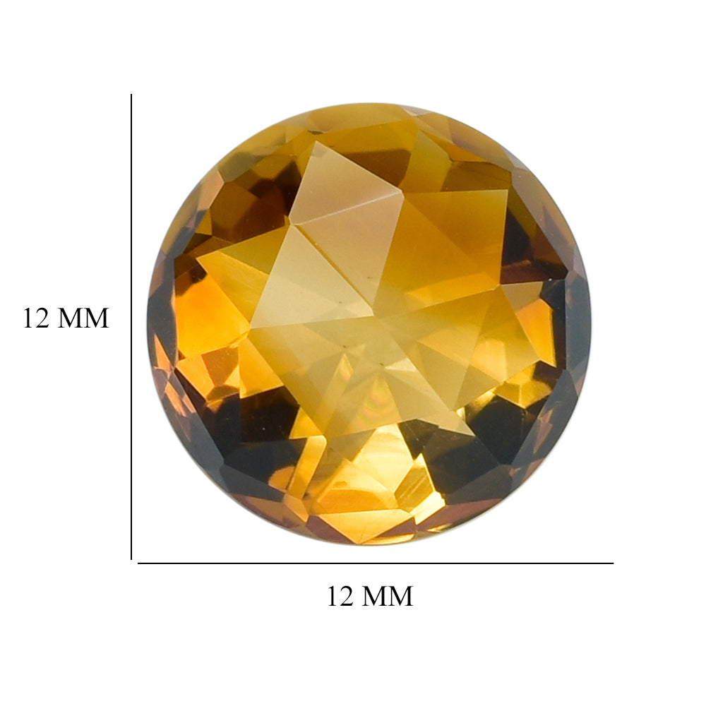 CITRINE (GOLDEN) HIGH DOME ROSE CUT ROUND (DES#17) (COLOR ZONING C-1) 12MM 6.63 Cts.