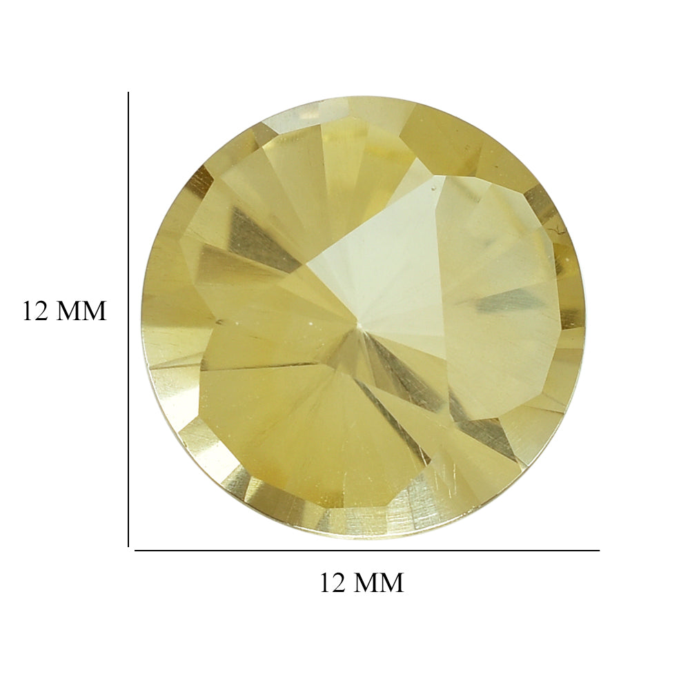 CITRINE (YELLOW) CLUBS TOP ROUND (DES#93) (C-4) 12MM 5.25 Cts.