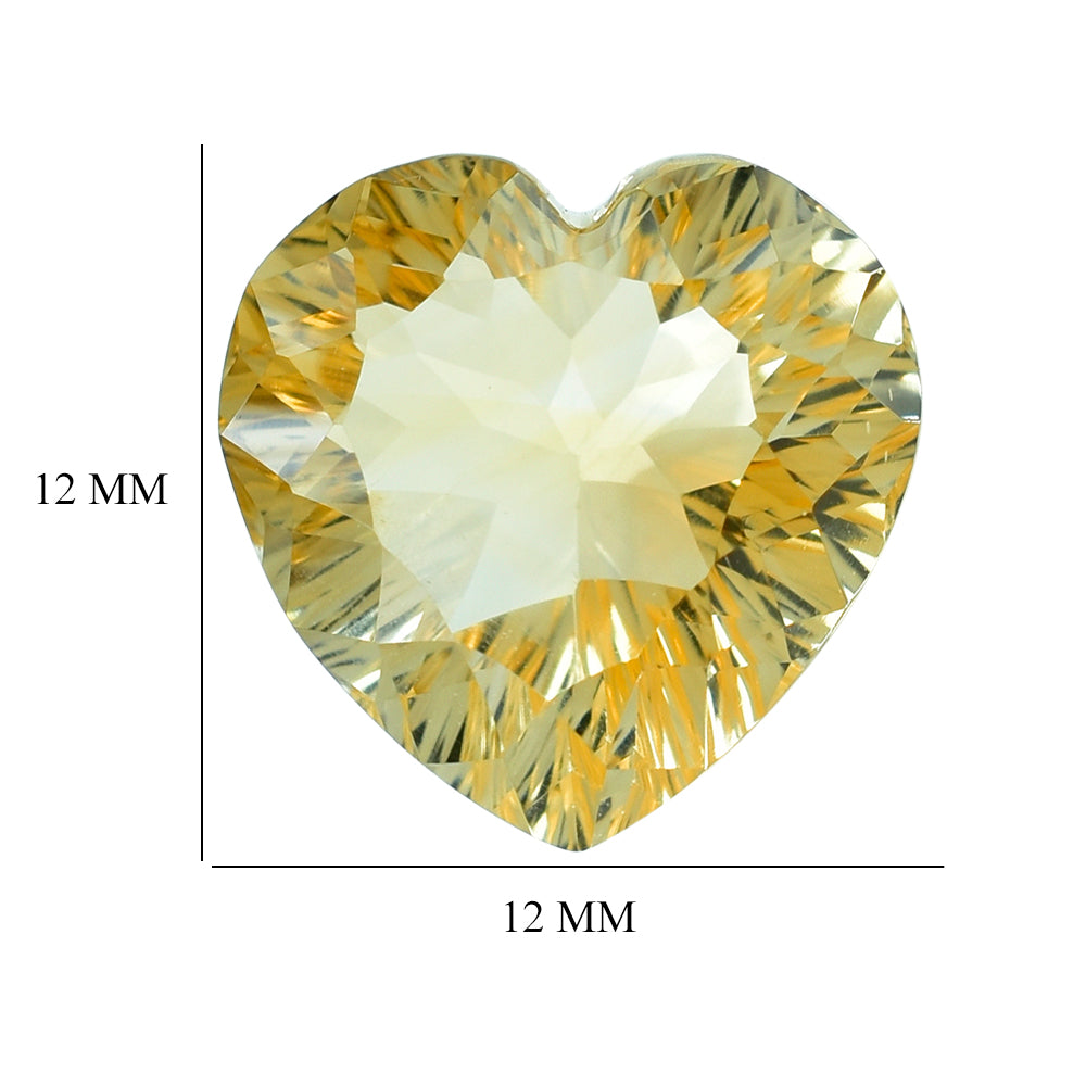 CITRINE (YELLOW) CONCAVE CUT HEART (DES#79) (C-3) 12MM 6.05 Cts.