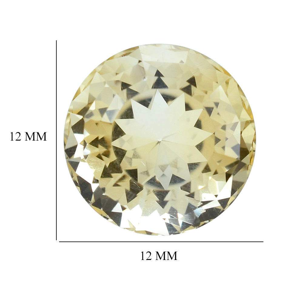 CITRINE (YELLOW) PORTUGUESE CUT ROUND (DES#34) (C-4) 12MM 8.03 Cts.