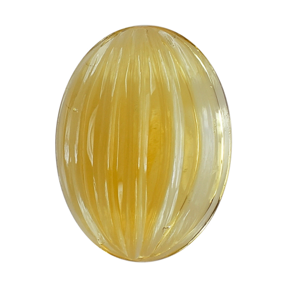 CITRINE (YELLOW) WATERMELON CARVED OVAL CAB (DES#11) (C-3) 16X12MM 10.33 Cts.