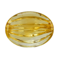 CITRINE (YELLOW) WATERMELON CARVED OVAL CAB (DES#11) (C-3) 16X12MM 10.33 Cts.
