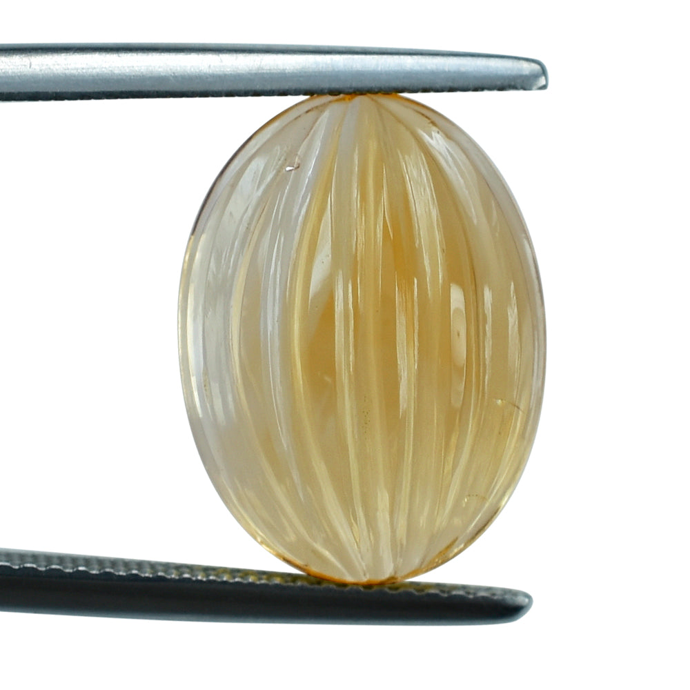 CITRINE (YELLOW) WATERMELON CARVED OVAL CAB (DES#11) (C-3) 16X12MM 10.33 Cts.