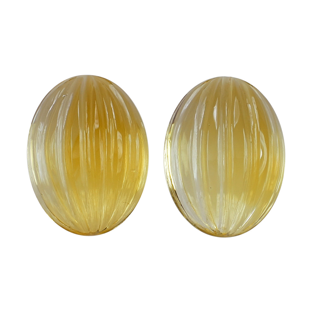 CITRINE (YELLOW) WATERMELON CARVED OVAL CAB (DES#11) (C-3) 16X12MM 10.33 Cts.