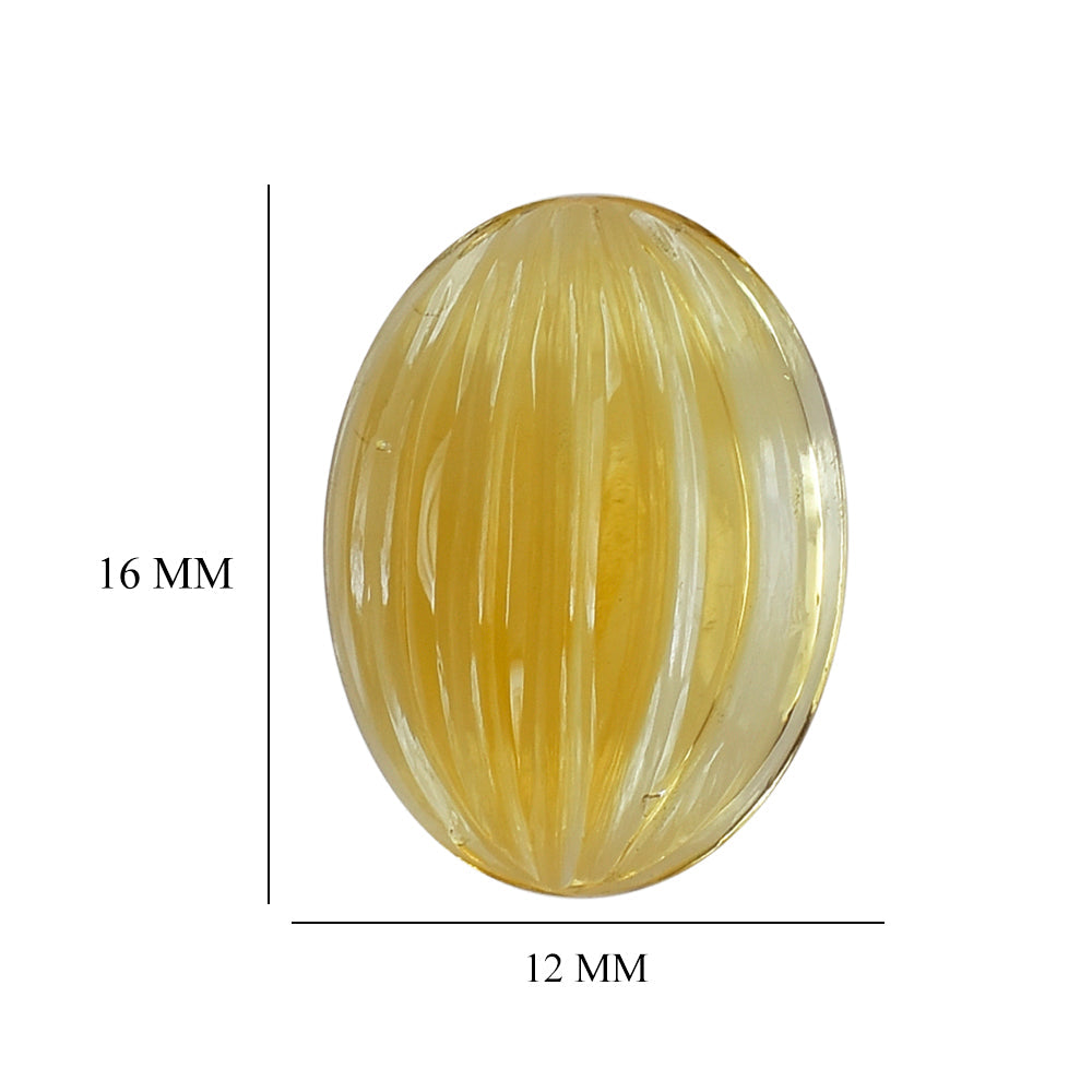 CITRINE (YELLOW) WATERMELON CARVED OVAL CAB (DES#11) (C-3) 16X12MM 10.33 Cts.