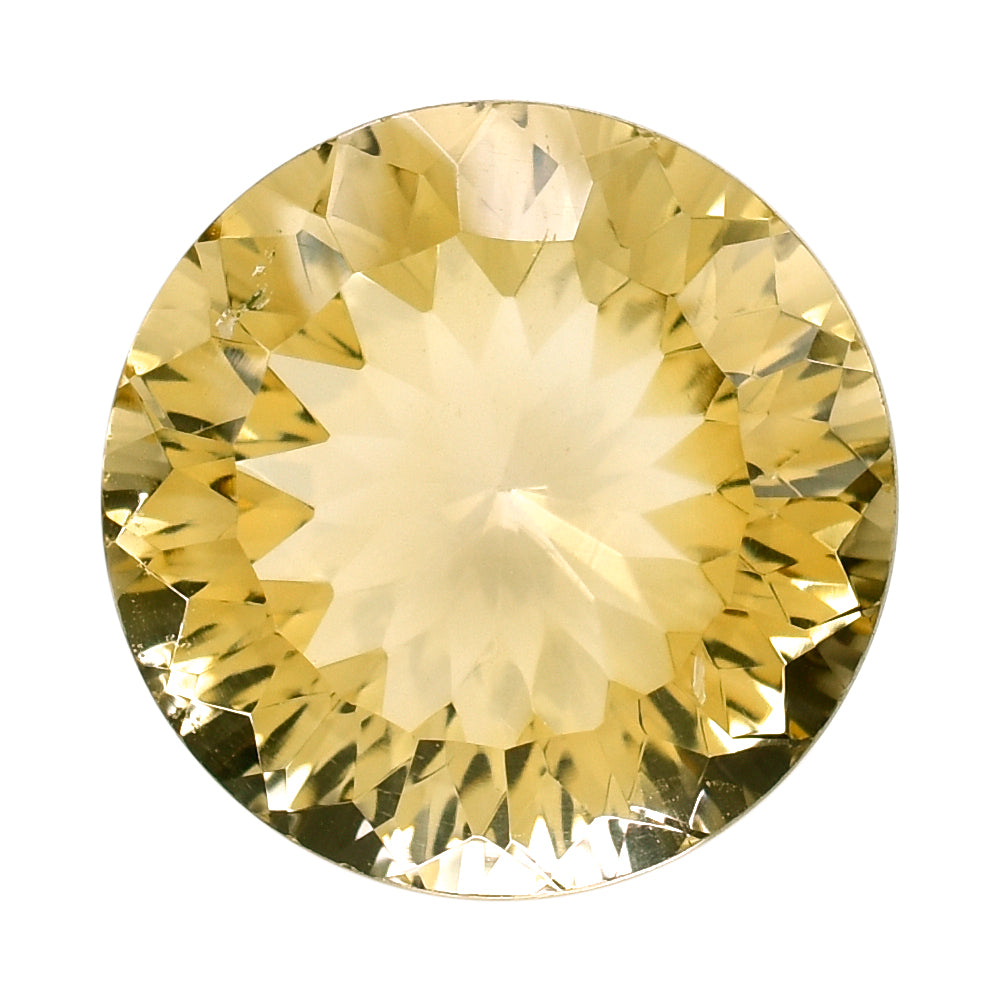 CITRINE (YELLOW) CONCAVE CUT ROUND (DES#46) (C-3) 15MM 11.13 Cts.