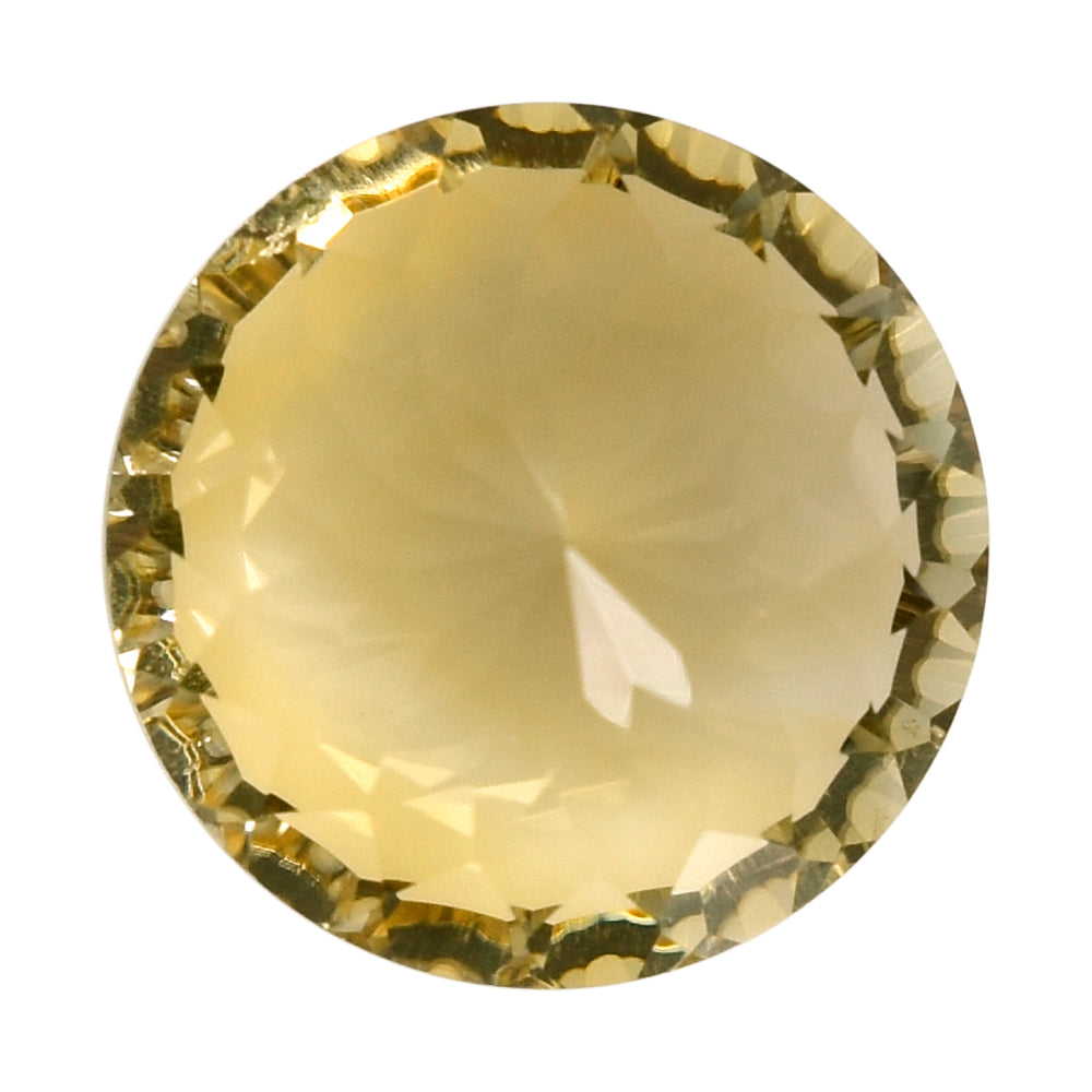 CITRINE (YELLOW) CONCAVE CUT ROUND (DES#46) (C-3) 15MM 11.13 Cts.