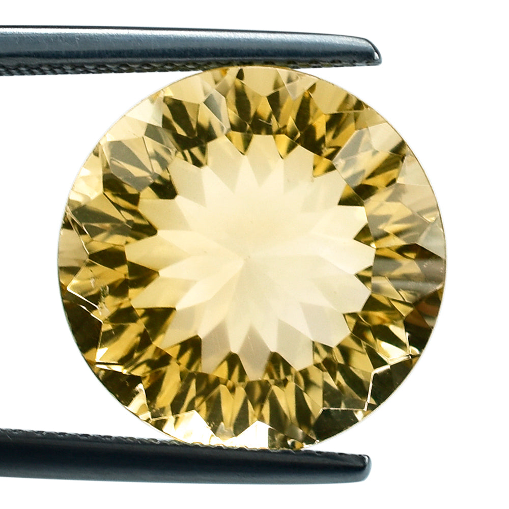 CITRINE (YELLOW) CONCAVE CUT ROUND (DES#46) (C-3) 15MM 11.13 Cts.
