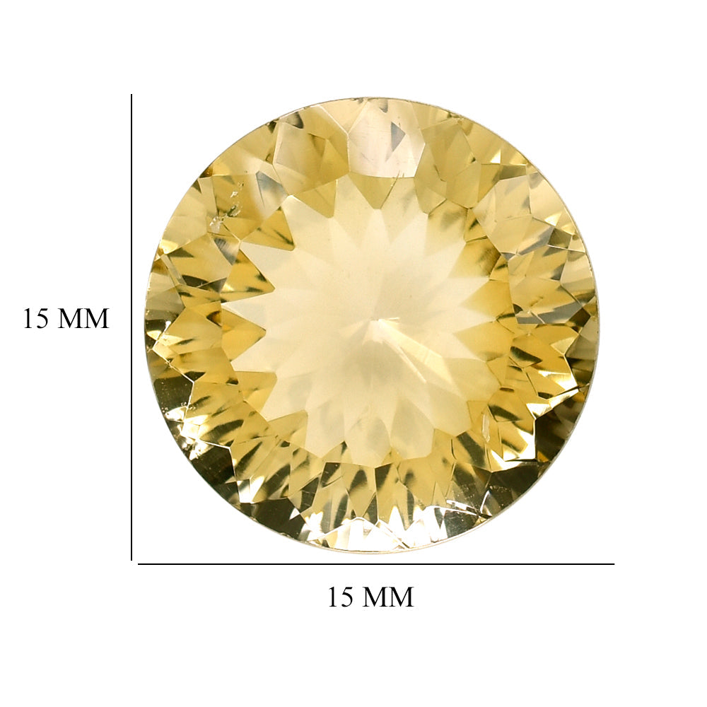 CITRINE (YELLOW) CONCAVE CUT ROUND (DES#46) (C-3) 15MM 11.13 Cts.