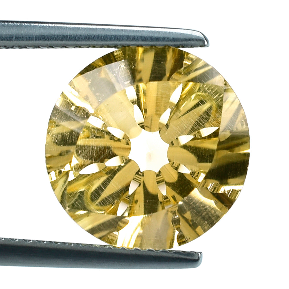 CITRINE (YELLOW) EYE CUT ROUND (DES#89) C-4) 13MM 7.05 Cts.