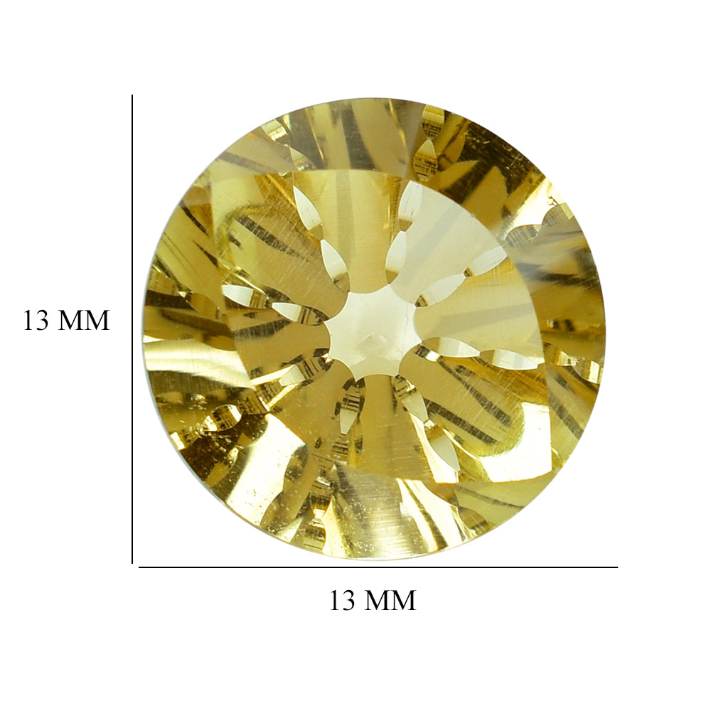 CITRINE (YELLOW) EYE CUT ROUND (DES#89) C-4) 13MM 7.05 Cts.