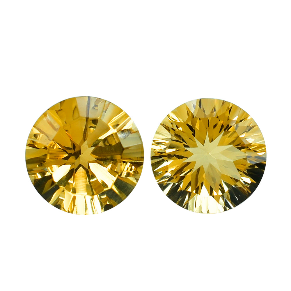 CITRINE (YELLOW) CONCAVE CUT ROUND (DES#45) (C-2) 10MM 3.47 Cts.