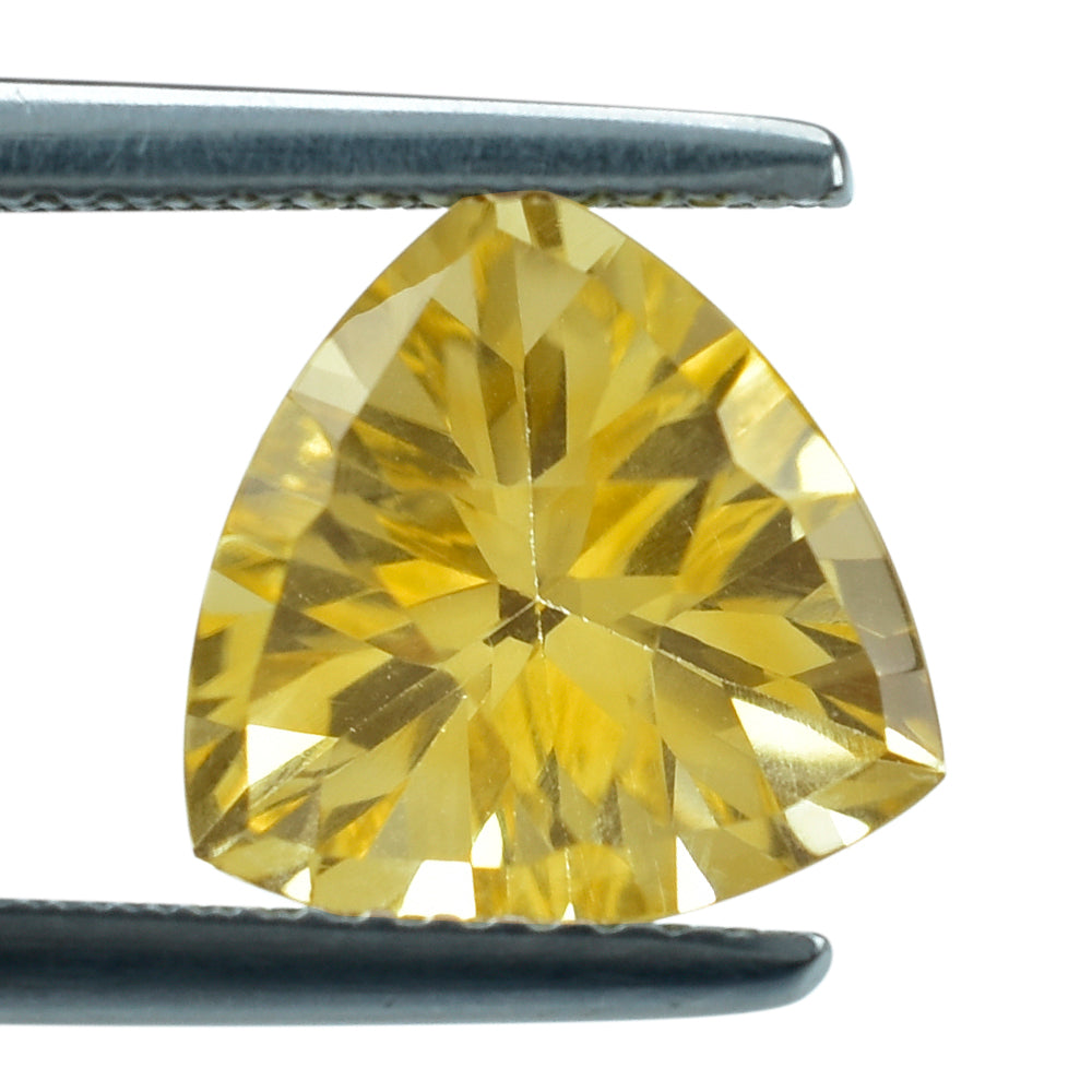 CITRINE (YELLOW) TRAINGLE TOP DIAMOND CUT BACK TRILLION (DES#90) (C-3) 10MM 2.90 Cts.