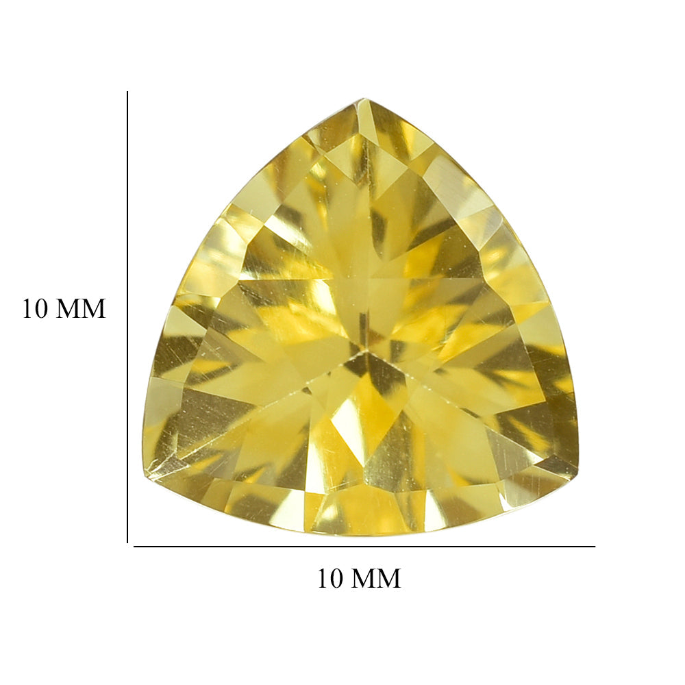 CITRINE (YELLOW) TRAINGLE TOP DIAMOND CUT BACK TRILLION (DES#90) (C-3) 10MM 2.90 Cts.