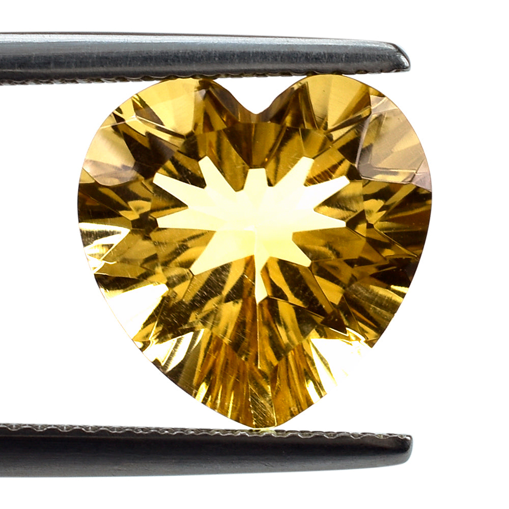 CITRINE (YELLOW) CONCAVE CUT HEART (DES#79) (C-3) 12MM 5.50 Cts.