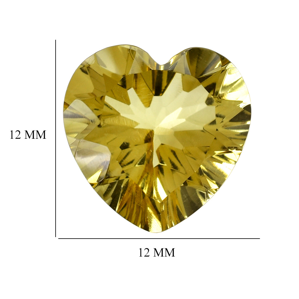 CITRINE (YELLOW) CONCAVE CUT HEART (DES#79) (C-3) 12MM 5.50 Cts.