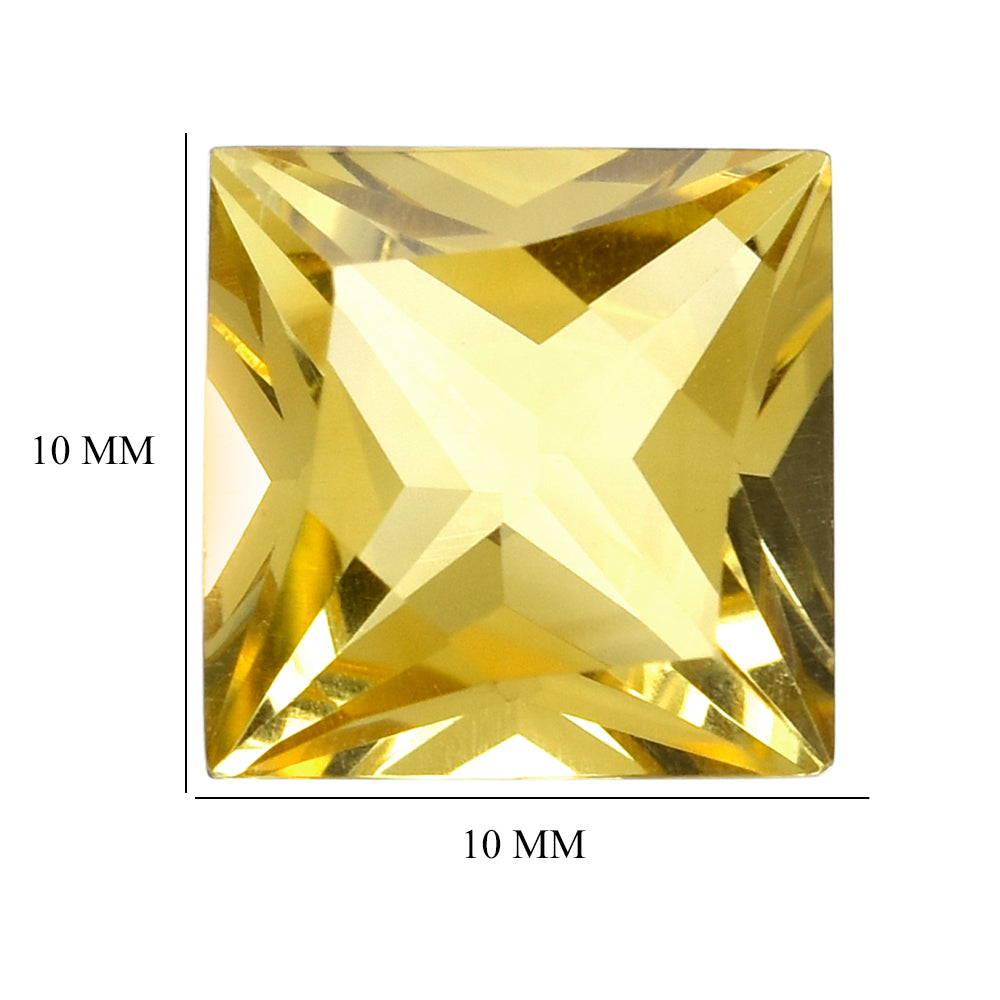 CITRINE (YELLOW) STEP CUT TOP PRINCESS CUT BACK SQUARE (DES#91) (C-3) 10MM 4.53 Cts.