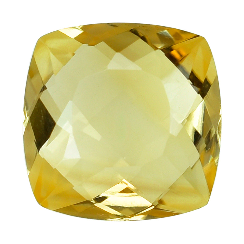 CITRINE (YELLOW) ANTIKE CUSHION WITH ONE SIDE TABLE & ONE SIDE CHECKER CUT (DES#24) (C-4) 12MM 6.75 Cts.