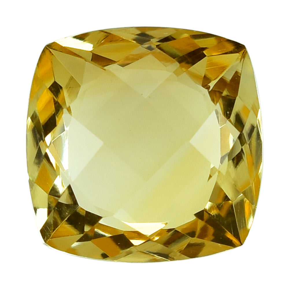 CITRINE (YELLOW) ANTIKE CUSHION WITH ONE SIDE TABLE & ONE SIDE CHECKER CUT (DES#24) (C-4) 12MM 6.75 Cts.