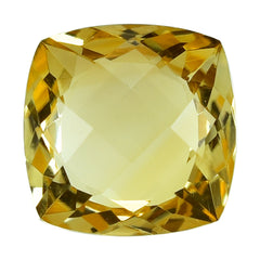 CITRINE (YELLOW) ANTIKE CUSHION WITH ONE SIDE TABLE & ONE SIDE CHECKER CUT (DES#24) (C-4) 12MM 6.75 Cts.