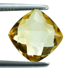 CITRINE (YELLOW) ANTIKE CUSHION WITH ONE SIDE TABLE & ONE SIDE CHECKER CUT (DES#24) (C-4) 12MM 6.75 Cts.