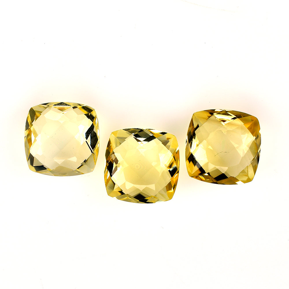 CITRINE (YELLOW) ANTIKE CUSHION WITH ONE SIDE TABLE & ONE SIDE CHECKER CUT (DES#24) (C-4) 12MM 6.75 Cts.