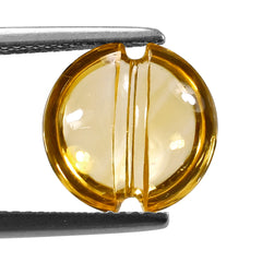CITRINE (YELLOW) LENTIL ROUND WITH CARVED BELT (DES#25) (C-3) 12MM 5.23 Cts.