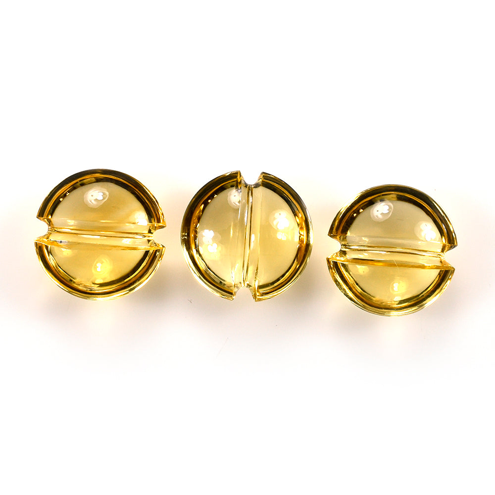 CITRINE (YELLOW) LENTIL ROUND WITH CARVED BELT (DES#25) (C-3) 12MM 5.23 Cts.