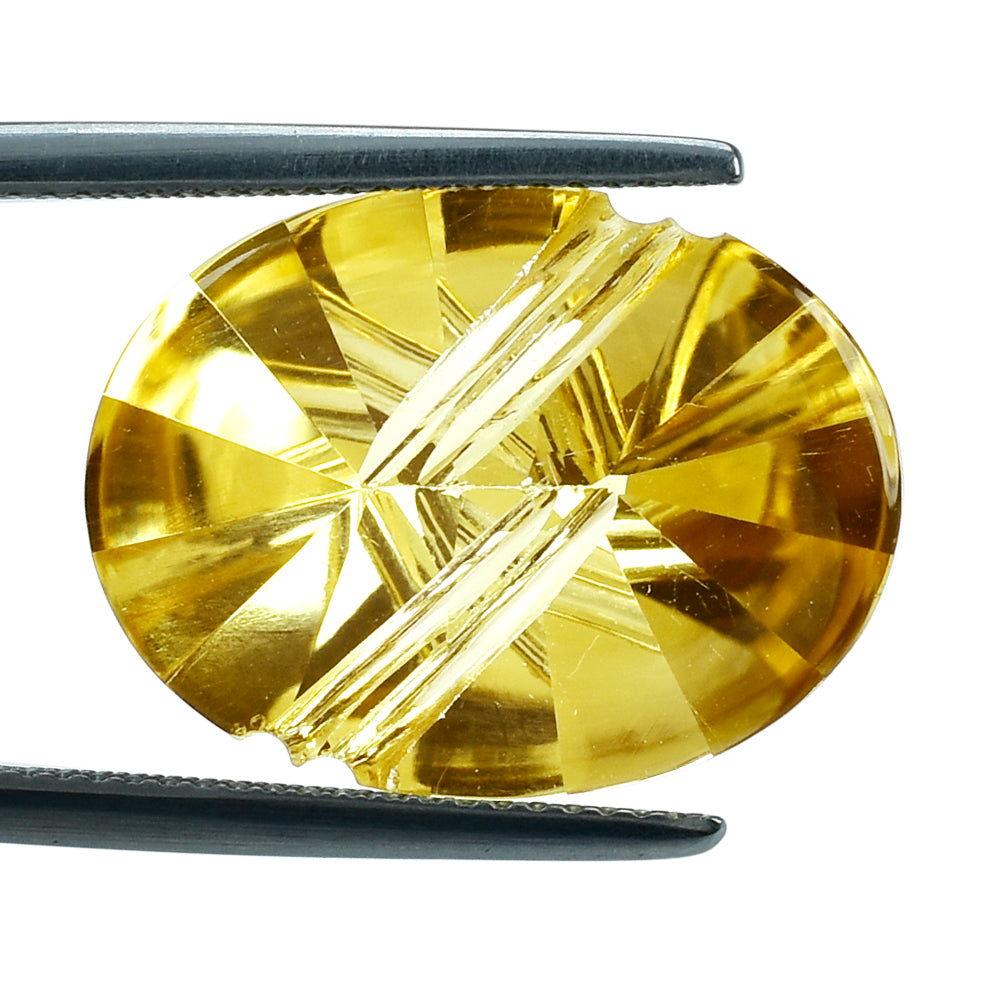 CITRINE (YELLOW) FLAT BUFFTOP LIGHTENING OVAL (DES#114) (C-3) 20X15MM 13.63 Cts.