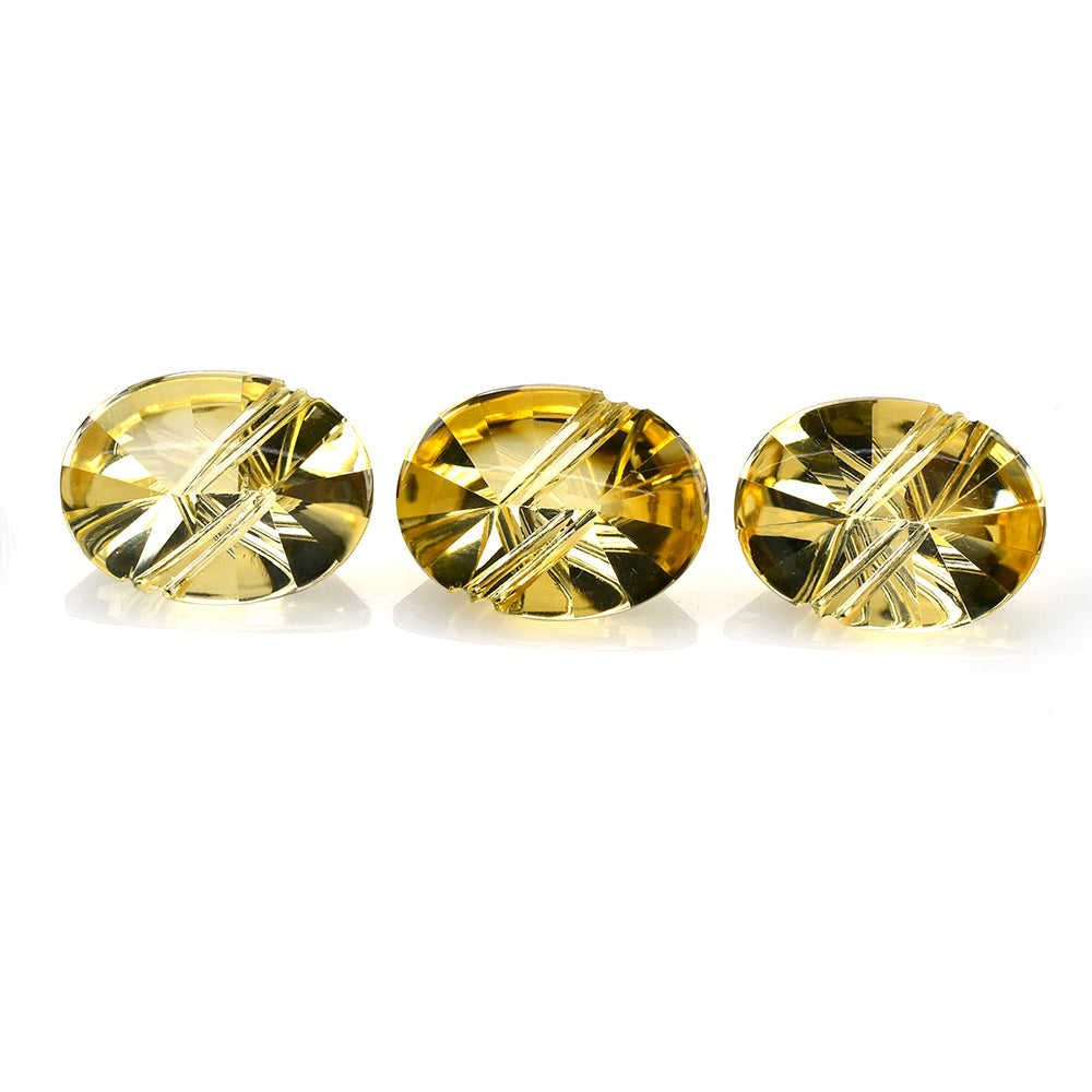 CITRINE (YELLOW) FLAT BUFFTOP LIGHTENING OVAL (DES#114) (C-3) 20X15MM 13.63 Cts.