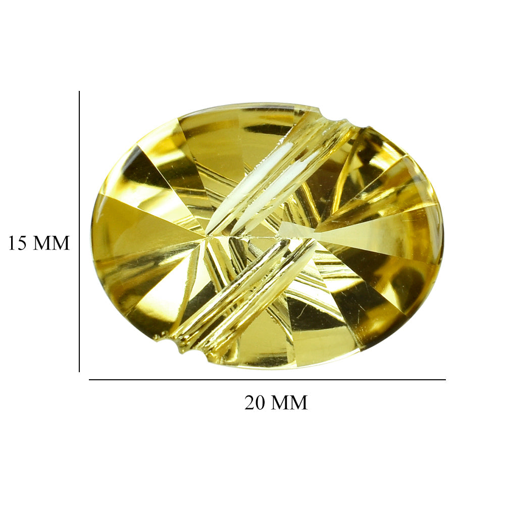 CITRINE (YELLOW) FLAT BUFFTOP LIGHTENING OVAL (DES#114) (C-3) 20X15MM 13.63 Cts.